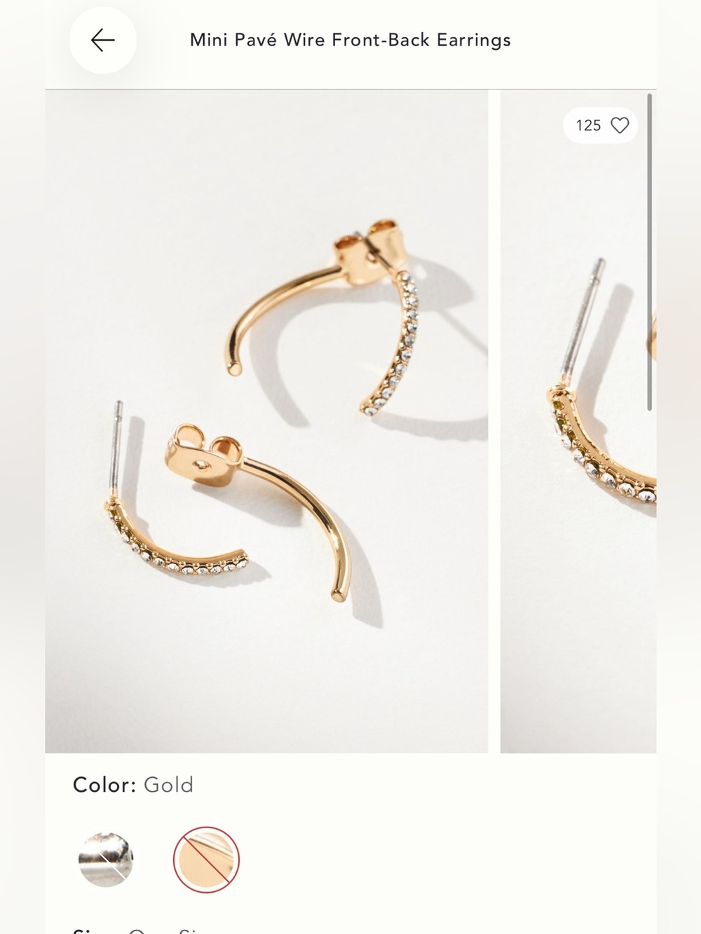 Anthropologie Gold Crystal Curved Ear Jacket Earrings